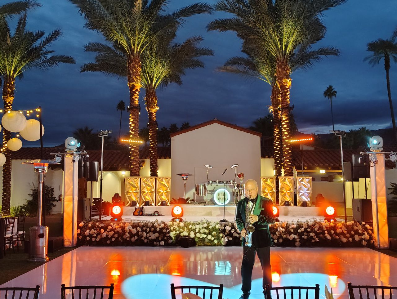 Stage lighting and production for a live event